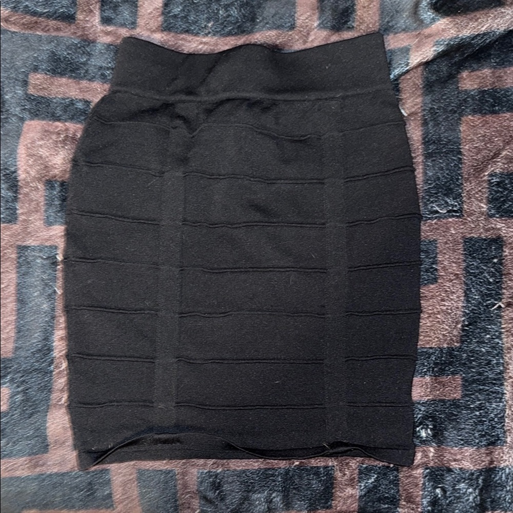 Material Girl Black Ribbed Mini Pencil Skirt